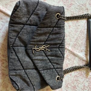 Gray Denim Lou Lou Puffer Bag